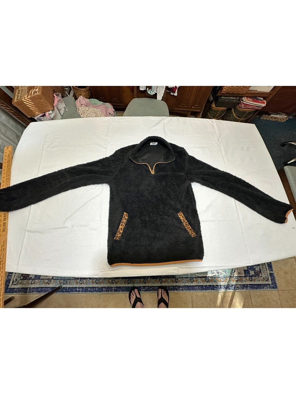 Amalli Talli Fleece Pullover Small TALL Animal Print Black